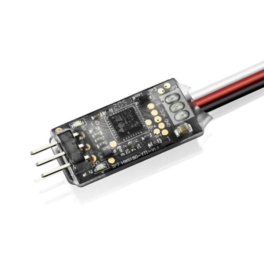 Hobbywing S.BUS2 telemetry module with 3-pin plug connector and three-wire lead on compact circuit board