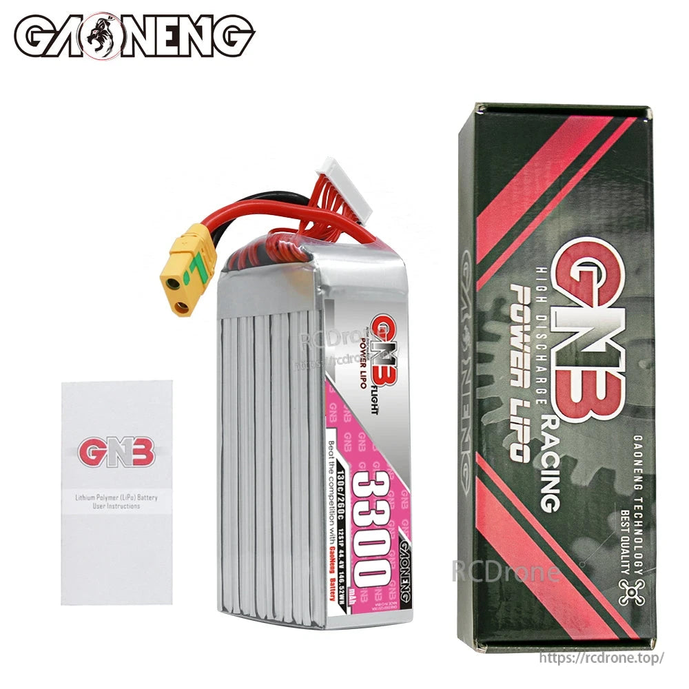 Package contents: GNB 3300 battery with retail box and user instructions leaflet