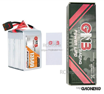 Package contents: GNB 13500mAh battery, GN3 sticker card, and branded retail box