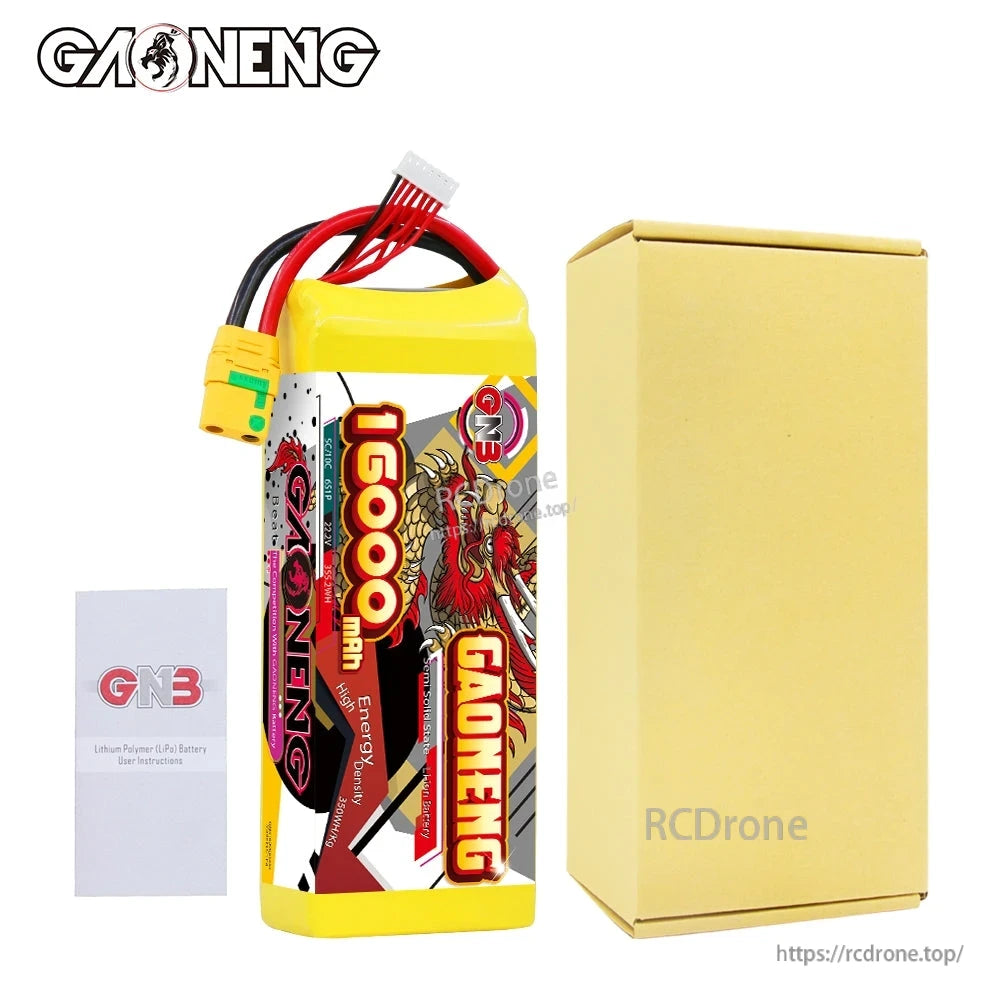 Package contents: GAONENG GNB battery pack with product booklet and cardboard box