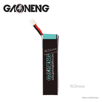 End view showing thickness of GAONENG GNB long 1S LiPo battery and PH2.0 plug