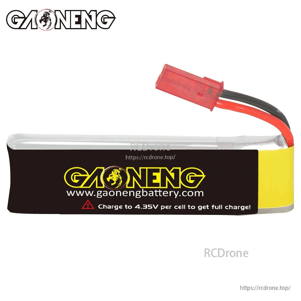 GAONENG GNB 530mAh 1S LiHV battery rear view with black back label and charging notice