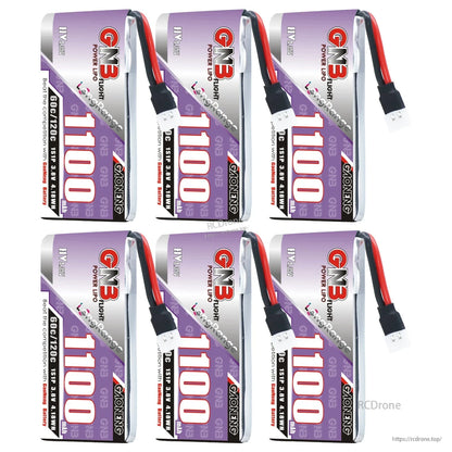Six-pack set of GNB 1100mAh 1S HV batteries displayed in a grid