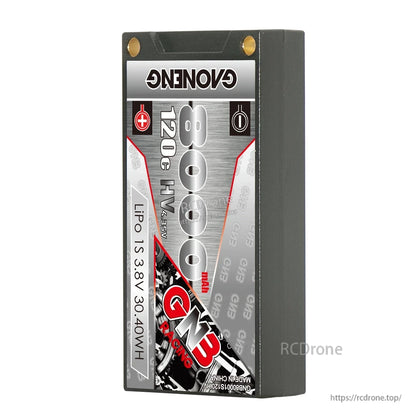 Front label view of GAONENG GNB 1S 8000mAh 120C LiHV hard case LiPo battery