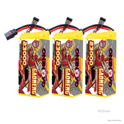 Three GAONENG GNB 23000mAh 6S batteries shown with QS8-S connectors