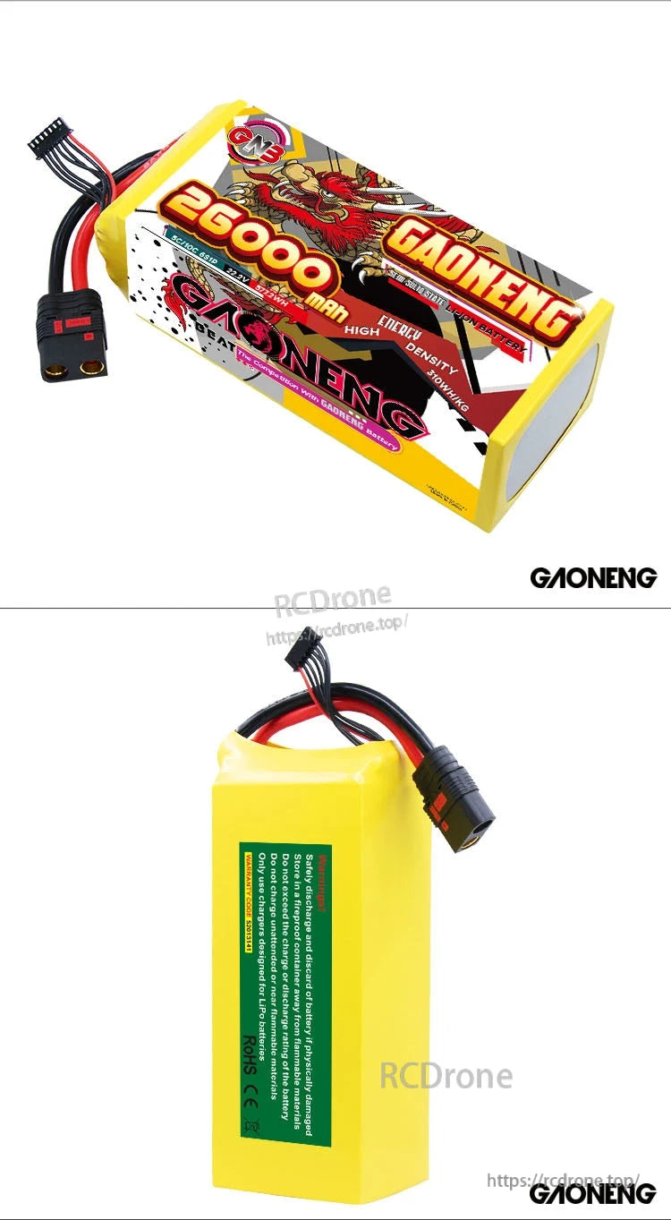 GAONENG 26000mAh 6S battery shown front and back views in one image