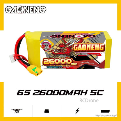 GNB 6S 26000mAh 5C battery pack product graphic with GAONENG branding and connector lead