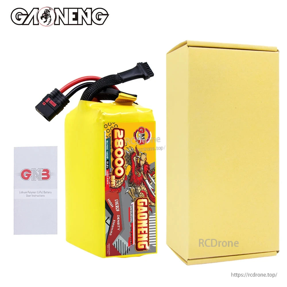 Package contents: GNB 28000mAh battery pack with user leaflet and plain cardboard box