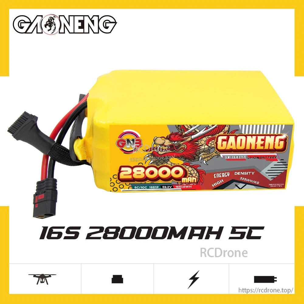 GAONENG GNB 16S 28000mAh 5C battery pack graphic banner with side view and model text