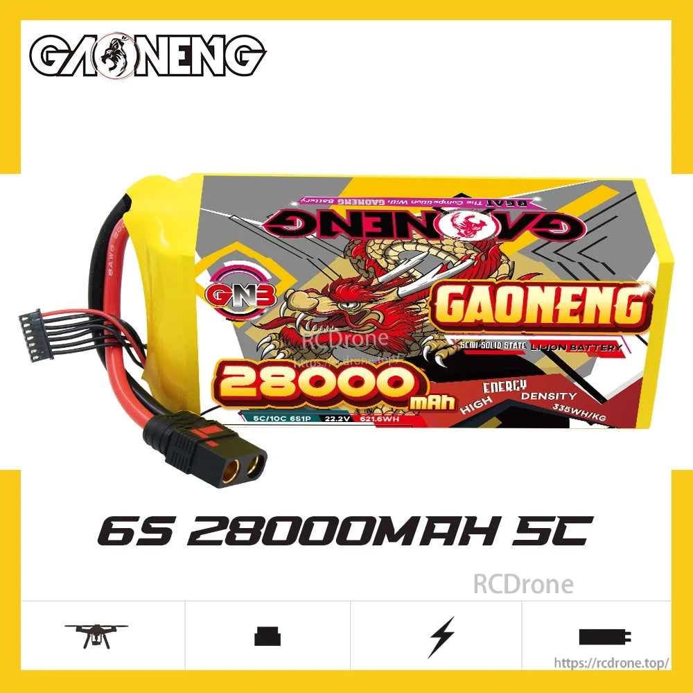 GNB 28000mAh 6S 5C battery product graphic showing pack and text “6S 28000mAh 5C”