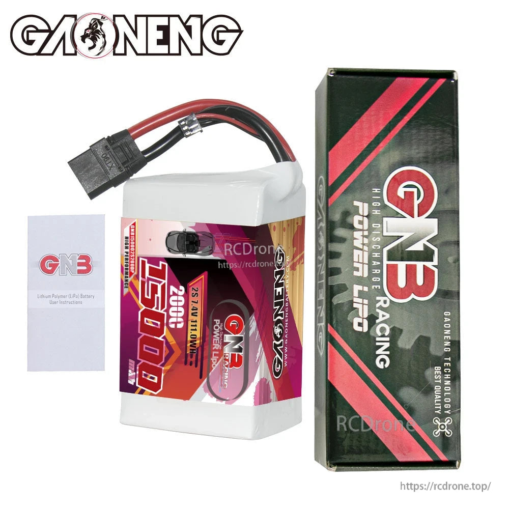 Package contents: GAONENG 15000mAh 2S LiPo battery with GN3 retail box and instruction leaflet