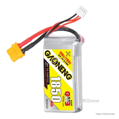 GNB 1850mAh LiPo battery upright front label view with red/black leads, XT60 plug and balance connector