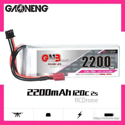GAONENG GNB 2200mAh 2S battery product card with front view and connector icons