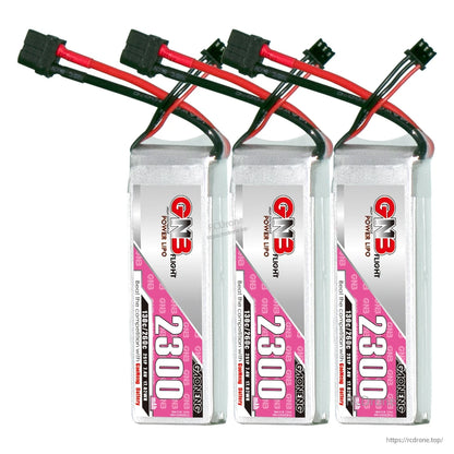 Three-pack set of GNB 2300mAh LiPo batteries with XT60 power connectors