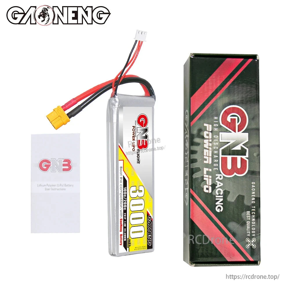 GAONENG LiPo battery with retail box and user instructions leaflet