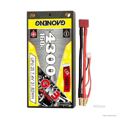 GNB 4300mAh 2S 160C LCG shorty hard case LiPo battery with Deans-style T-plug lead
