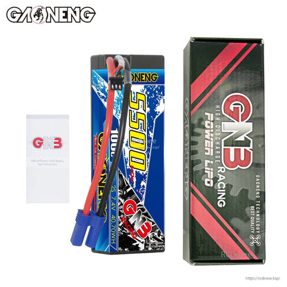 Package contents: GAONENG GNB 5500 hard case battery with EC5 lead, retail box, and user manual card