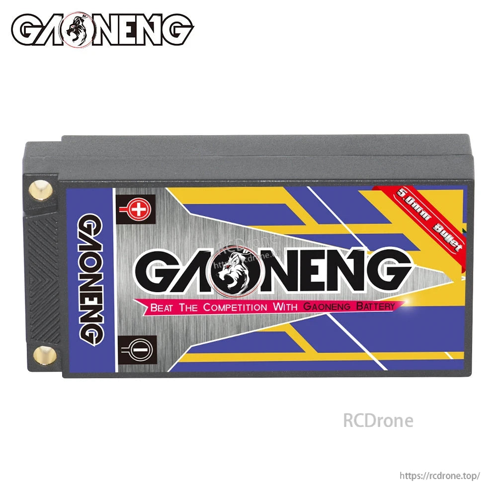 Rear view showing GAONENG hard case battery back label and 5.0mm bullet indicator