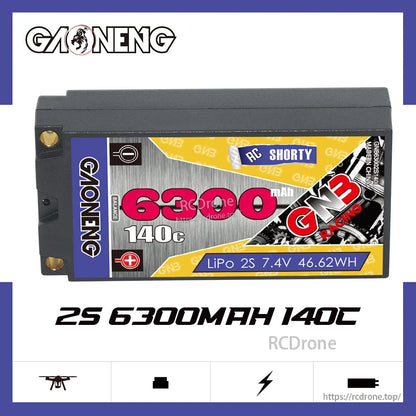 GAONENG GNB 2S 6300mAh 140C shorty LiPo battery product graphic on white background