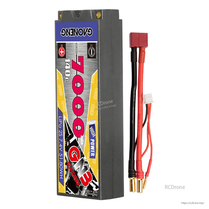 GNB hard case LiPo battery with Deans/T plug lead, 5mm bullet connectors and balance plug