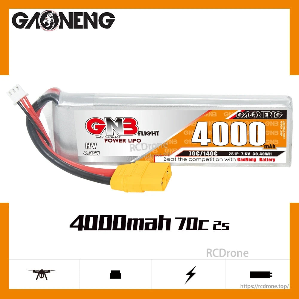 GAONENG GNB 4000mAh 2S LiHV LiPo battery front label view