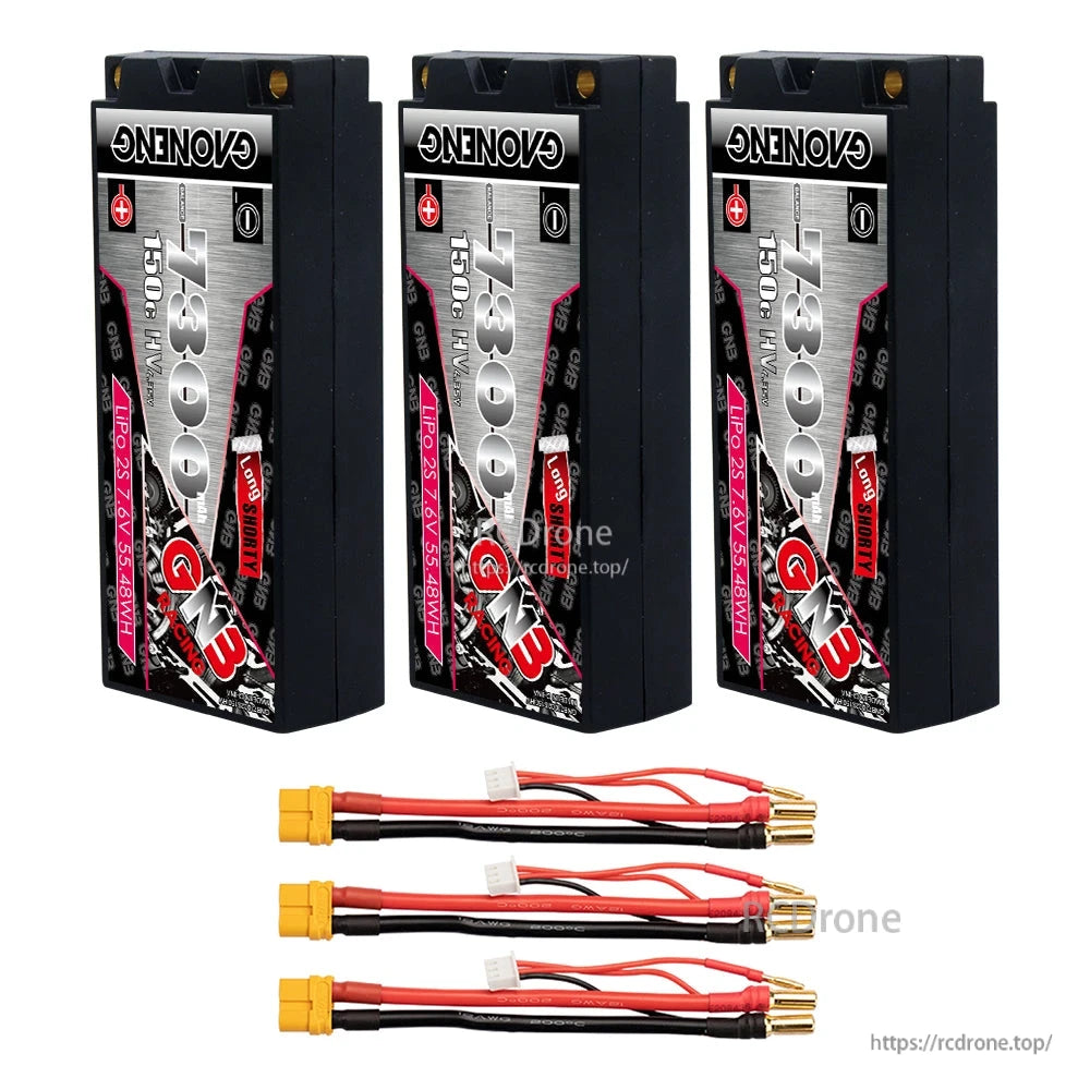Three batteries with three yellow plug leads shown as bundle quantity option