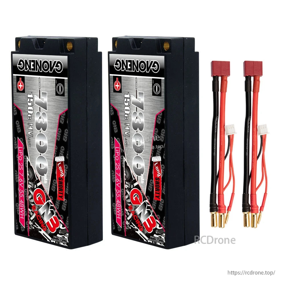 Two-pack display: two GNB hardcase batteries with two red T-plug style adapter leads