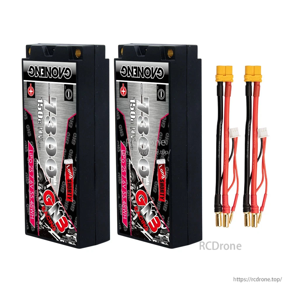 Two-pack display: two GNB hardcase batteries with two yellow plug adapter leads