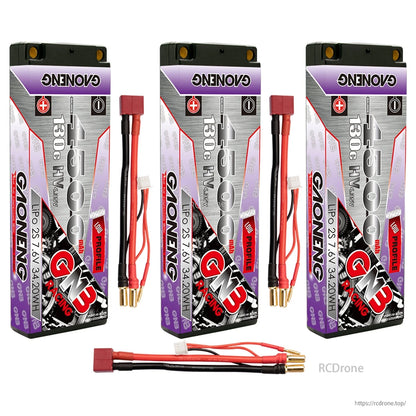 Three GAONENG GNB 4500mAh batteries with three red Deans-style plug leads plus one extra lead shown