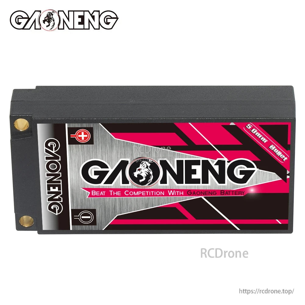 Back side view of GAONENG hard case battery with GAONENG logo panel and 5.0mm bullet marking