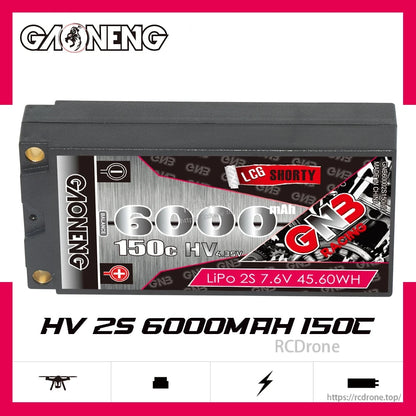 GAONENG GNB HV 2S 6000mAh 150C LCG shorty hard case LiPo battery product graphic