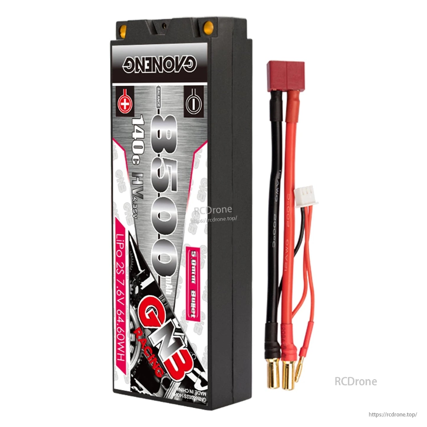Single GNB 8500mAh hard case battery with red T-style plug lead, balance plug, and 5mm bullet ends