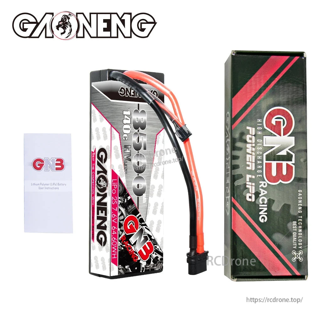 Package contents: GNB hard case battery, GN3 Racing retail box, and instruction leaflet