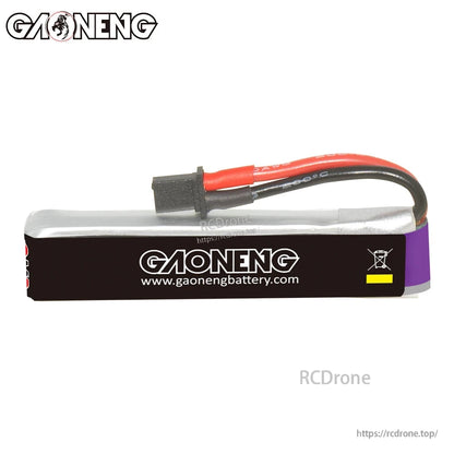 Rear side view showing GAONENG branding on battery case and A30 connector lead routing
