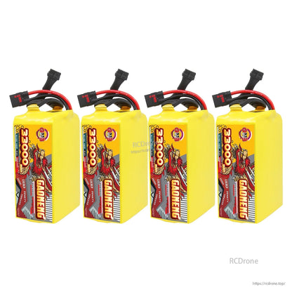 Four upright GAONENG 33000mAh battery packs lined up showing label side and top connectors