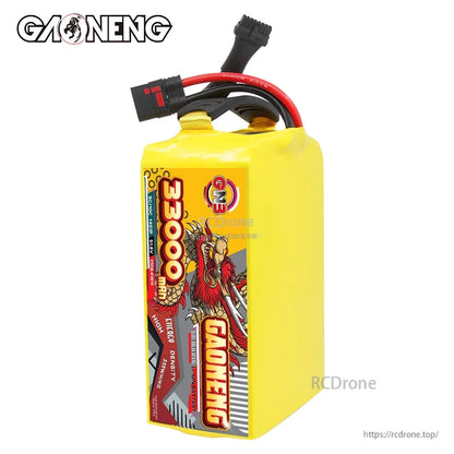 Upright side view showing GAONENG 33000mAh label panel and top wiring harness