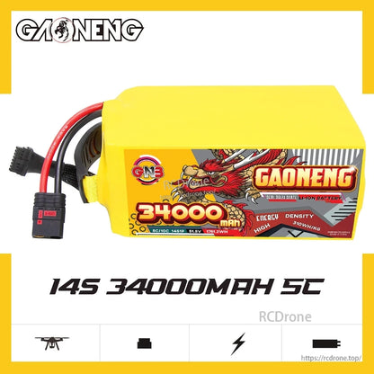 GAONENG GNB 14S 34000mAh 5C battery pack product graphic with key specs on white background