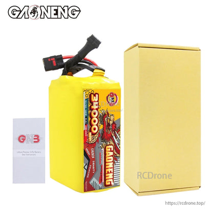 Package contents: GAONENG 34000mAh battery pack, instruction leaflet, and plain cardboard box