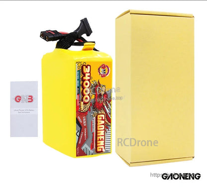 Package contents: GAONENG GNB 34000mAh battery pack, retail box, and small instruction card