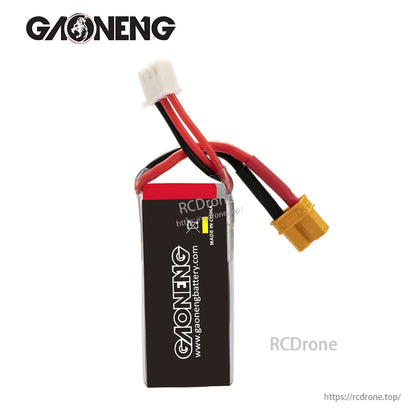 GAONENG GNB 350mAh LiPo battery side/back view showing GAONENG branding and lead wire exit