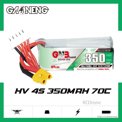 GAONENG GNB HV 4S 350mAh 70C battery product graphic on white background
