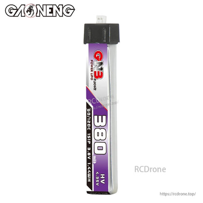 Single GNB 380mAh HV 4.35V LiPo battery upright front view