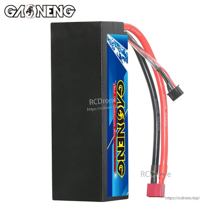 Rear/side view of hard case LiPo battery showing plain black casing and side GAONENG label