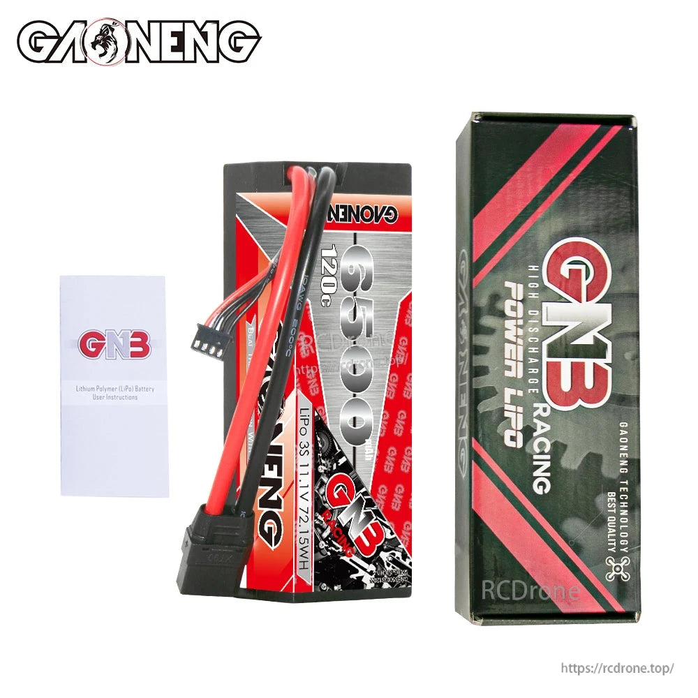 GAONENG GNB 3S 11.1V 6500mAh 120C Hard Case LiPo Battery XT90 for 1/10 & 1/8 RC Cars/Boats