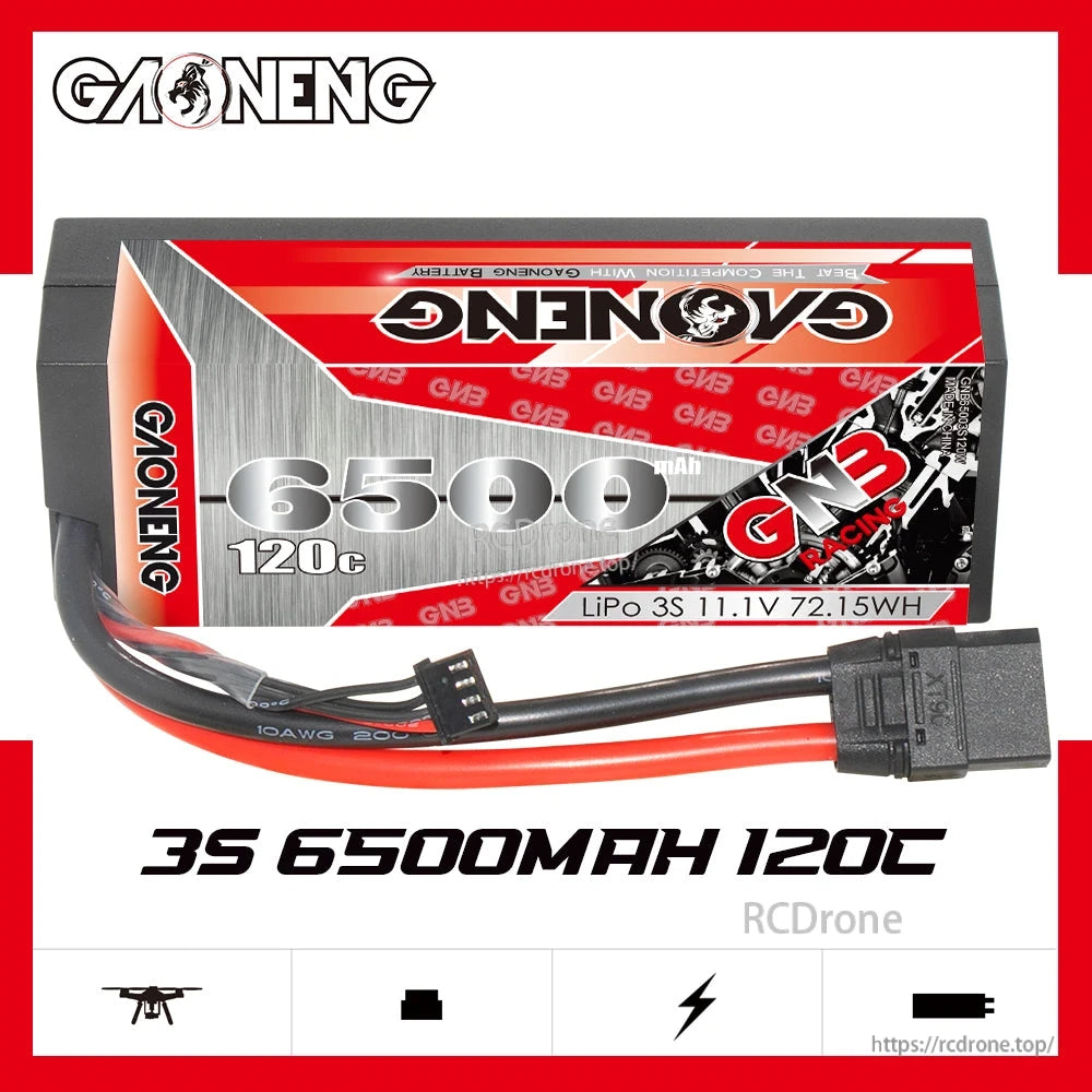 GAONENG GNB 3S 6500mAh 120C battery label graphic showing 11.1V and 72.15Wh text