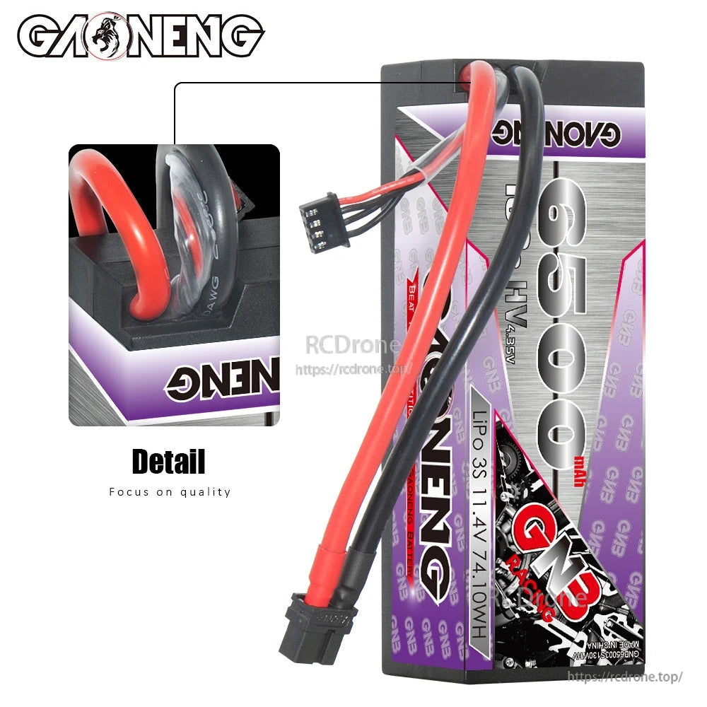 Close-up detail of the battery lead exit and connector on the GNB hard case pack