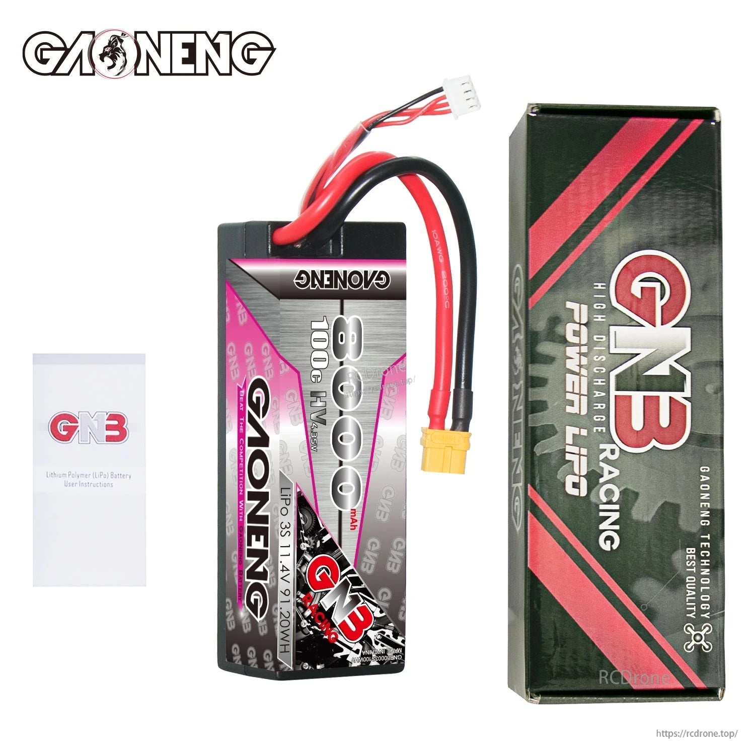 Package contents: GAONENG GNB 3S hard case battery with GNB packing box and instruction card
