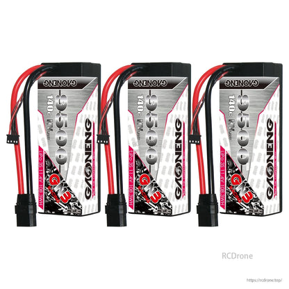 Three GAONENG GNB 9500mAh 3S LiHV hard case LiPo batteries shown together (multi-pack display)