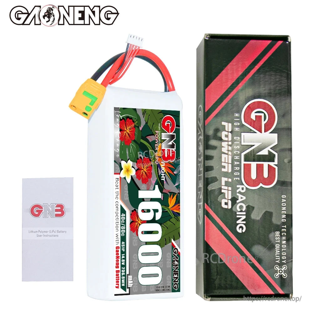 GAONENG GNB 4S 14.8V 16000mAh 40C RC LiPo Battery with retail box and included leaflet