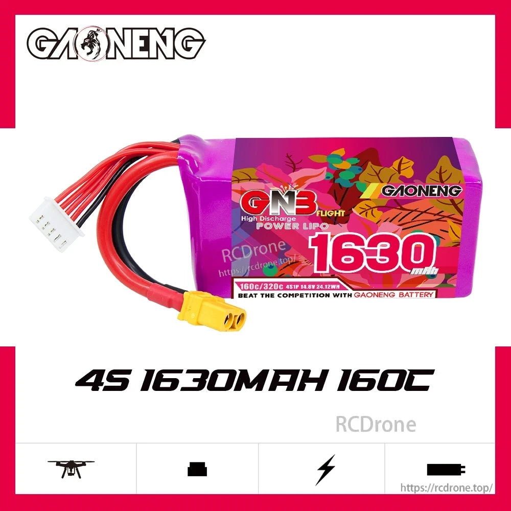 GAONENG GNB 4S 1630mAh 160C battery graphic with product photo and '4S 1630mAh 160C' text